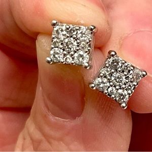 Solid 14k white gold and genuine diamond earrings. GORGEOUS!
